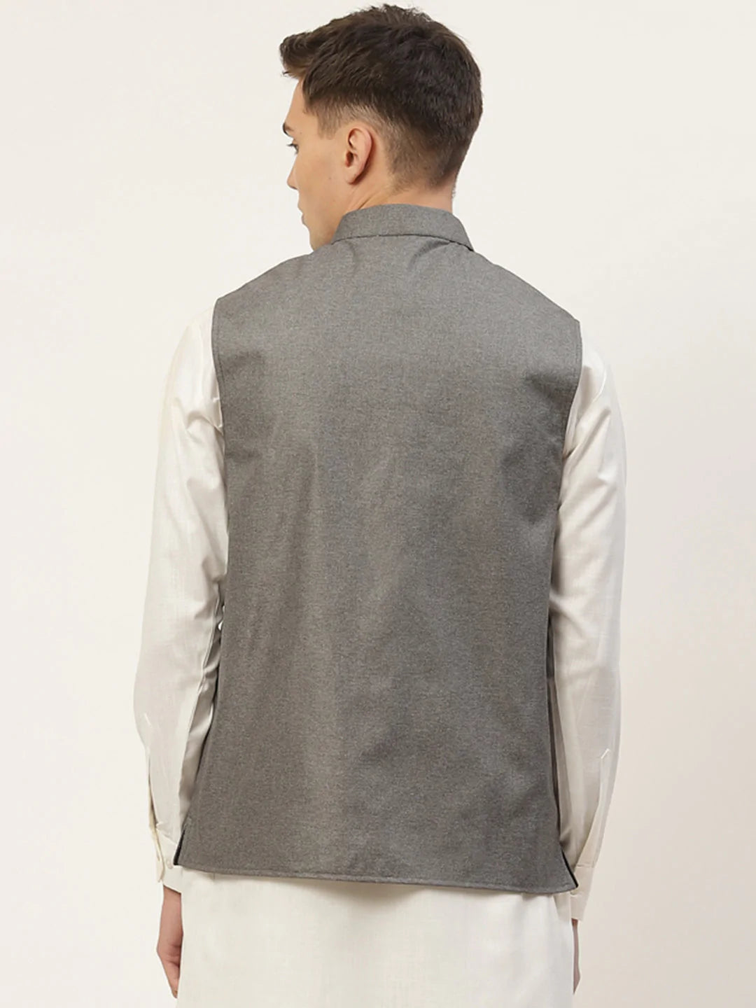 Jompers Men's Charcoal Solid Nehru Jacket ( JOWC 4033Charcoal )