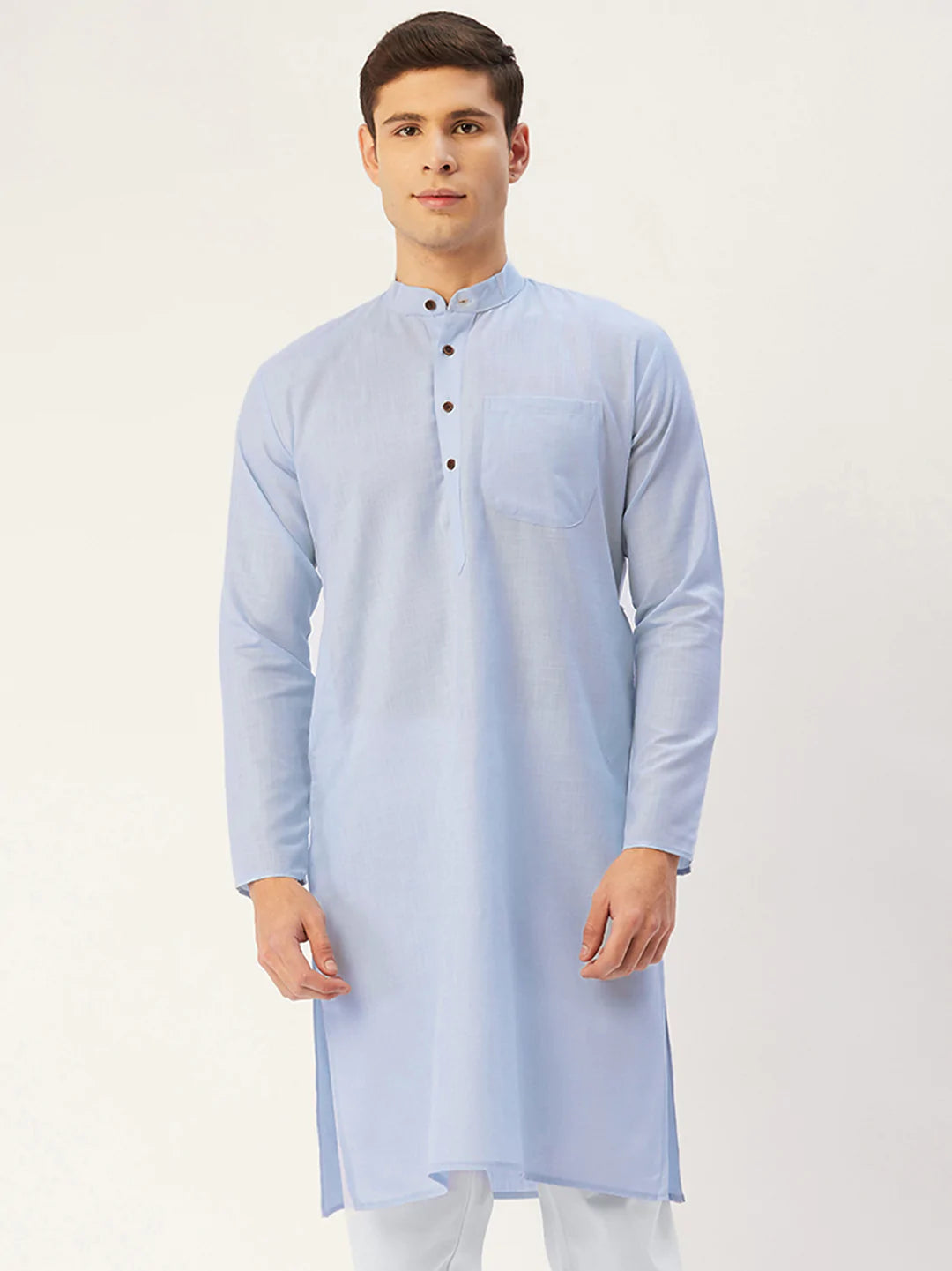 Jompers Men's Blue Cotton Solid Kurta Only ( KO 532 Blue )