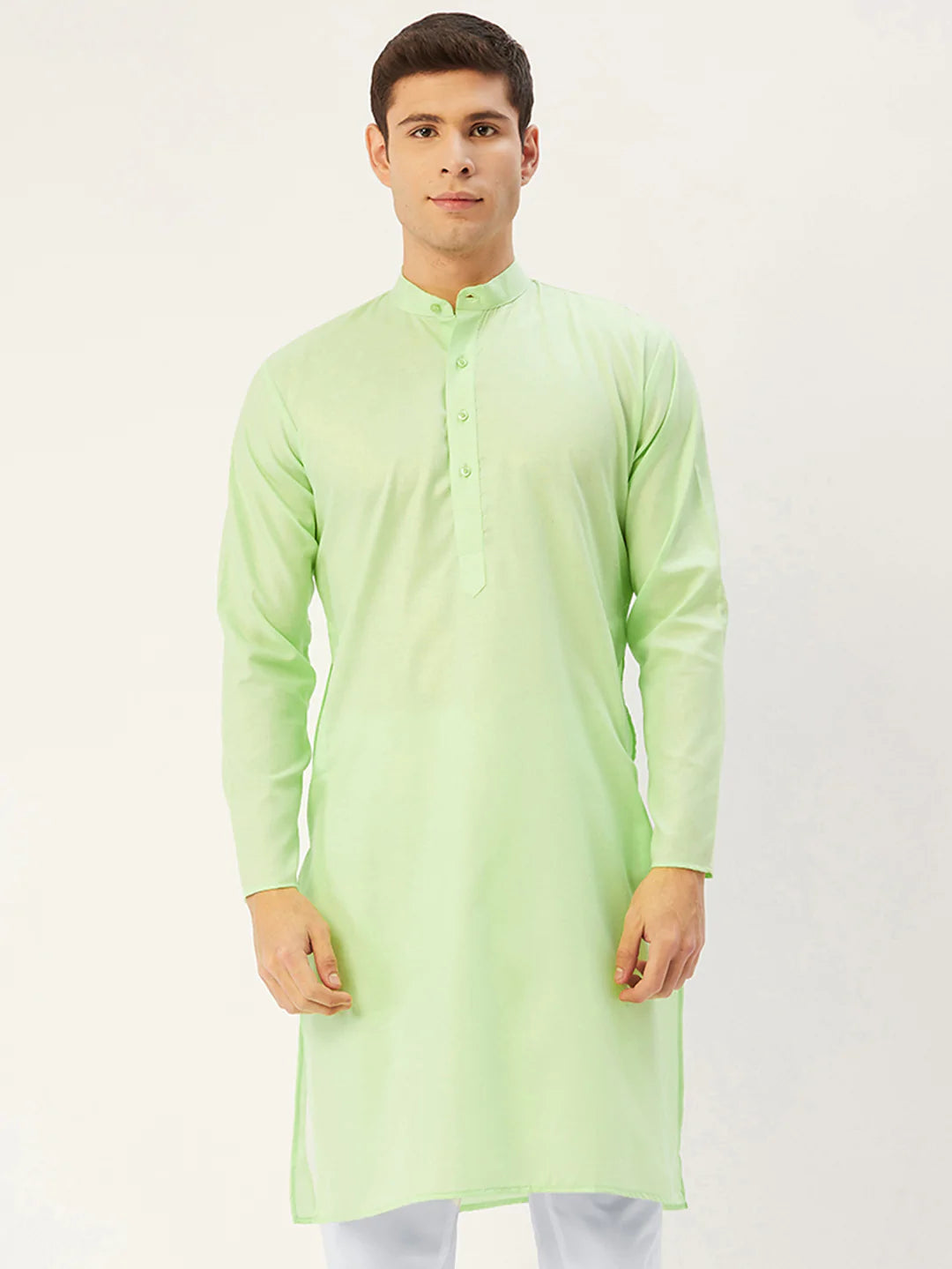 Jompers Men's Lime Cotton Solid Kurta Only ( KO 611 Lime )
