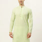 Jompers Men's Green Embroidered Kurta Only ( KO 626 Green )