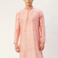 Jompers Men's Pink Coller Embroidered Woven Design Kurta Only ( KO 649 Pink )