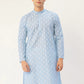 Jompers Men's Sky Cotton Floral printed kurta Only( KO 650 Sky )