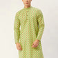 Jompers Men's Green Cotton Ikat printed kurta Only( KO 651 Green )