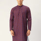 Jompers Men's Maroon Cotton Ikat printed kurta Only( KO 651 Maroon )