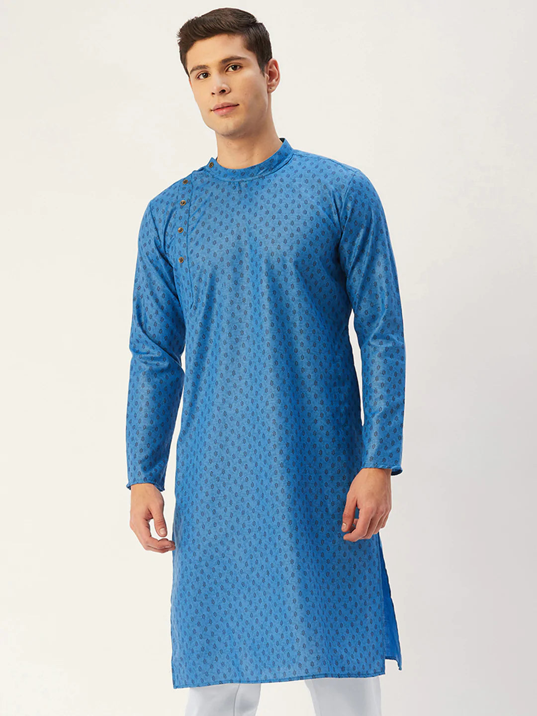 Jompers Men's Blue Cotton printed kurta Only( KO 652 Blue )