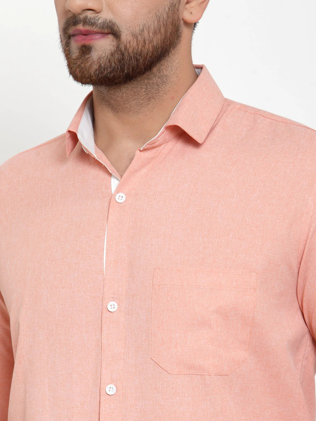 Jainish Redish Orange Formal Shirt with white detailing ( SF 419Starfish-Orange )