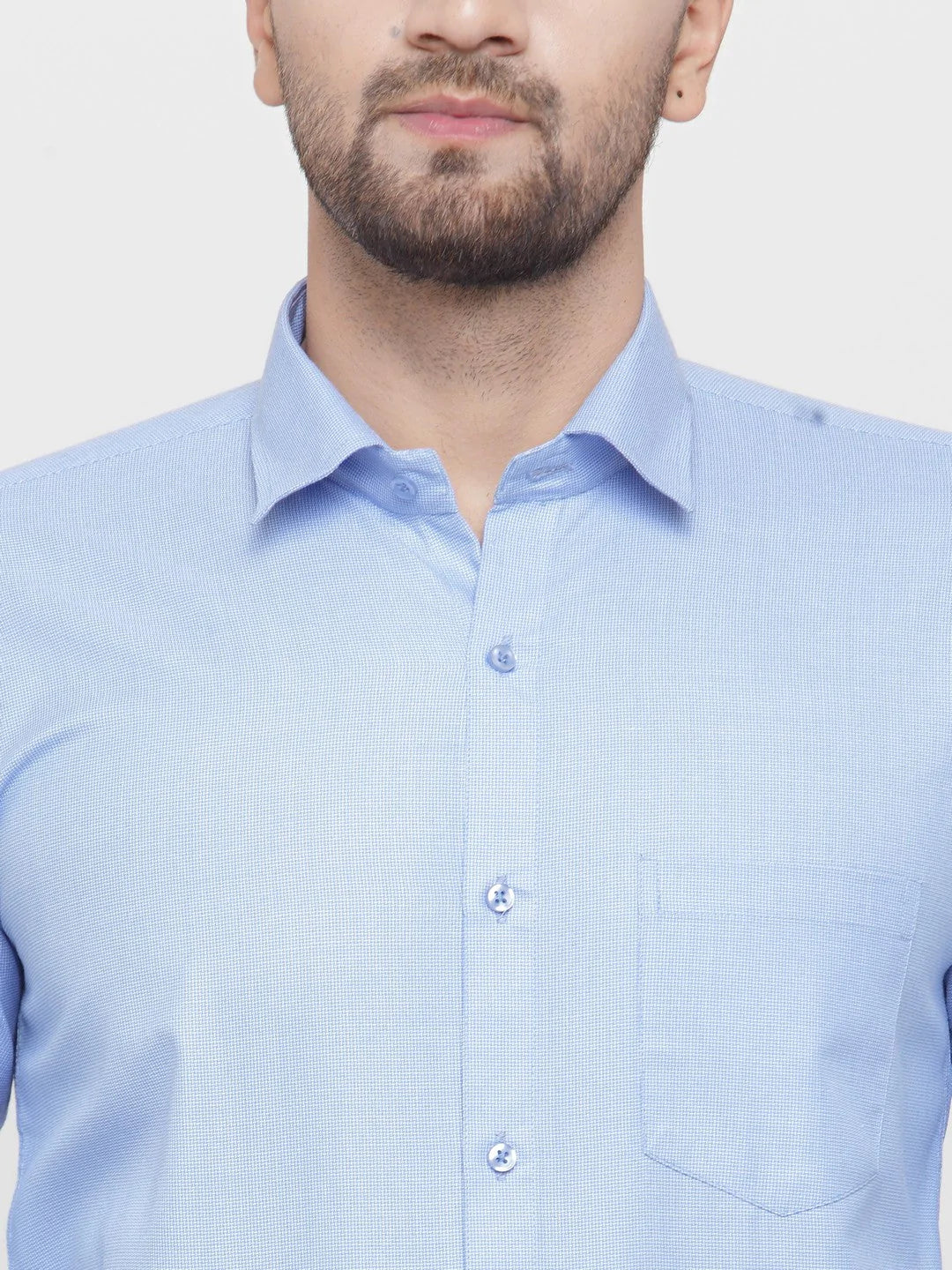 Jainish Blue Men's Cotton Geometric Formal Shirts ( SF 434Blue )