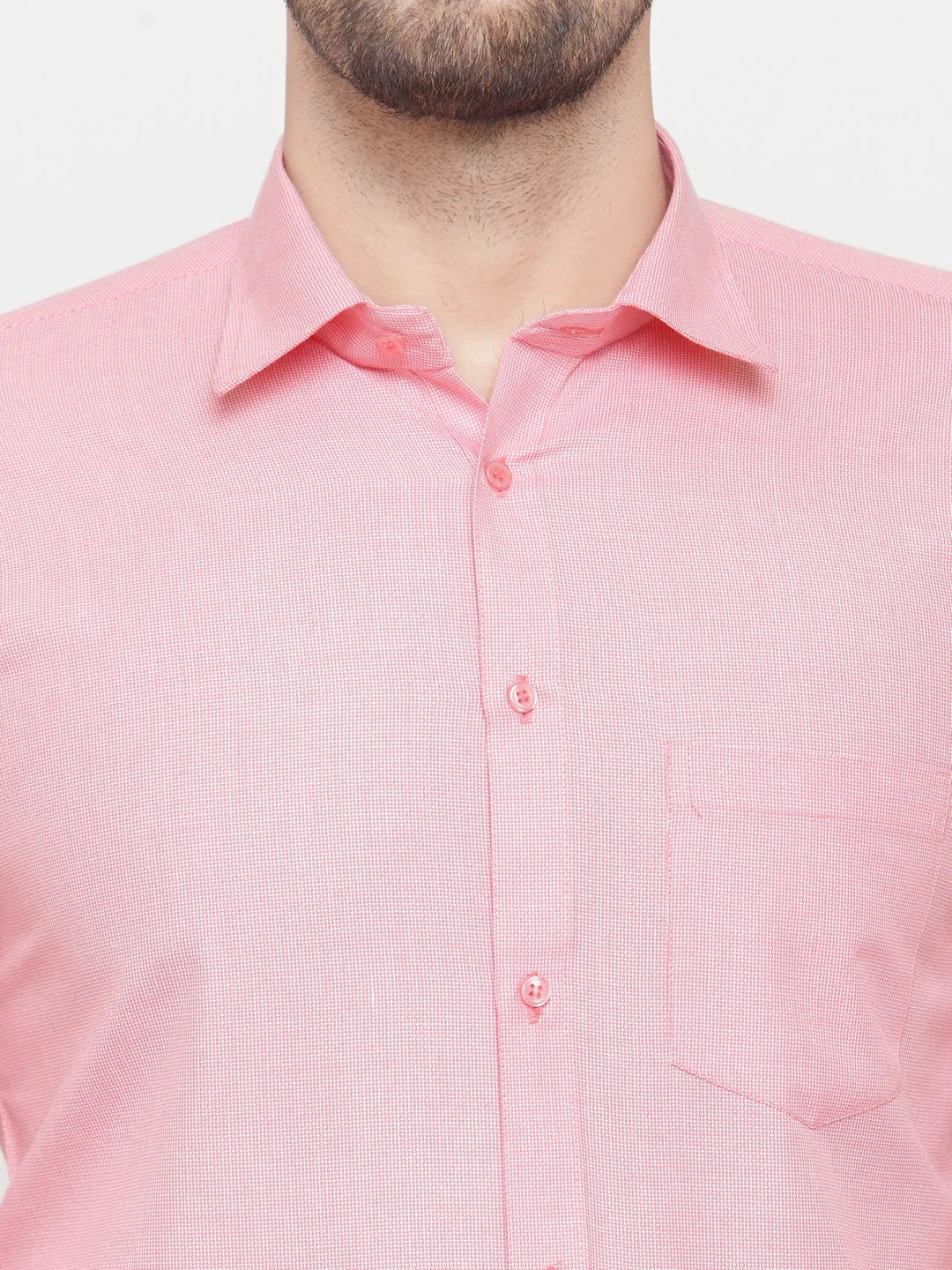 Jainish Pink Men's Cotton Geometric Formal Shirts ( SF 434Pink )