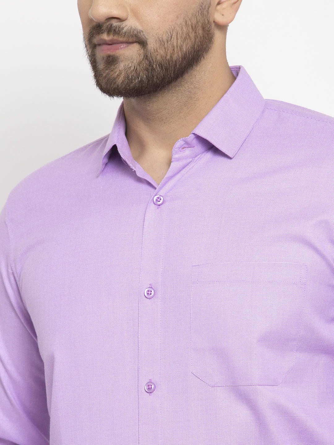 Jainish Purple Men's Cotton Geometric Formal Shirts ( SF 434Purple )