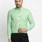 Jainish Green Men's Cotton Solid Mandarin Collar Formal Shirts ( SF 726Light-Green )