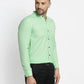 Jainish Green Men's Cotton Solid Mandarin Collar Formal Shirts ( SF 726Light-Green )