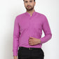 Jainish Pink Men's Cotton Solid Mandarin Collar Formal Shirts ( SF 757Wine )