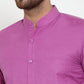 Jainish Pink Men's Cotton Solid Mandarin Collar Formal Shirts ( SF 757Wine )