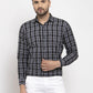 Jainish Black Men's Cotton Checked Formal Shirt's ( SF 764Black )