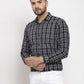Jainish Black Men's Cotton Checked Formal Shirt's ( SF 764Black )