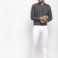 Jainish Black Men's Cotton Checked Formal Shirt's ( SF 764Black )
