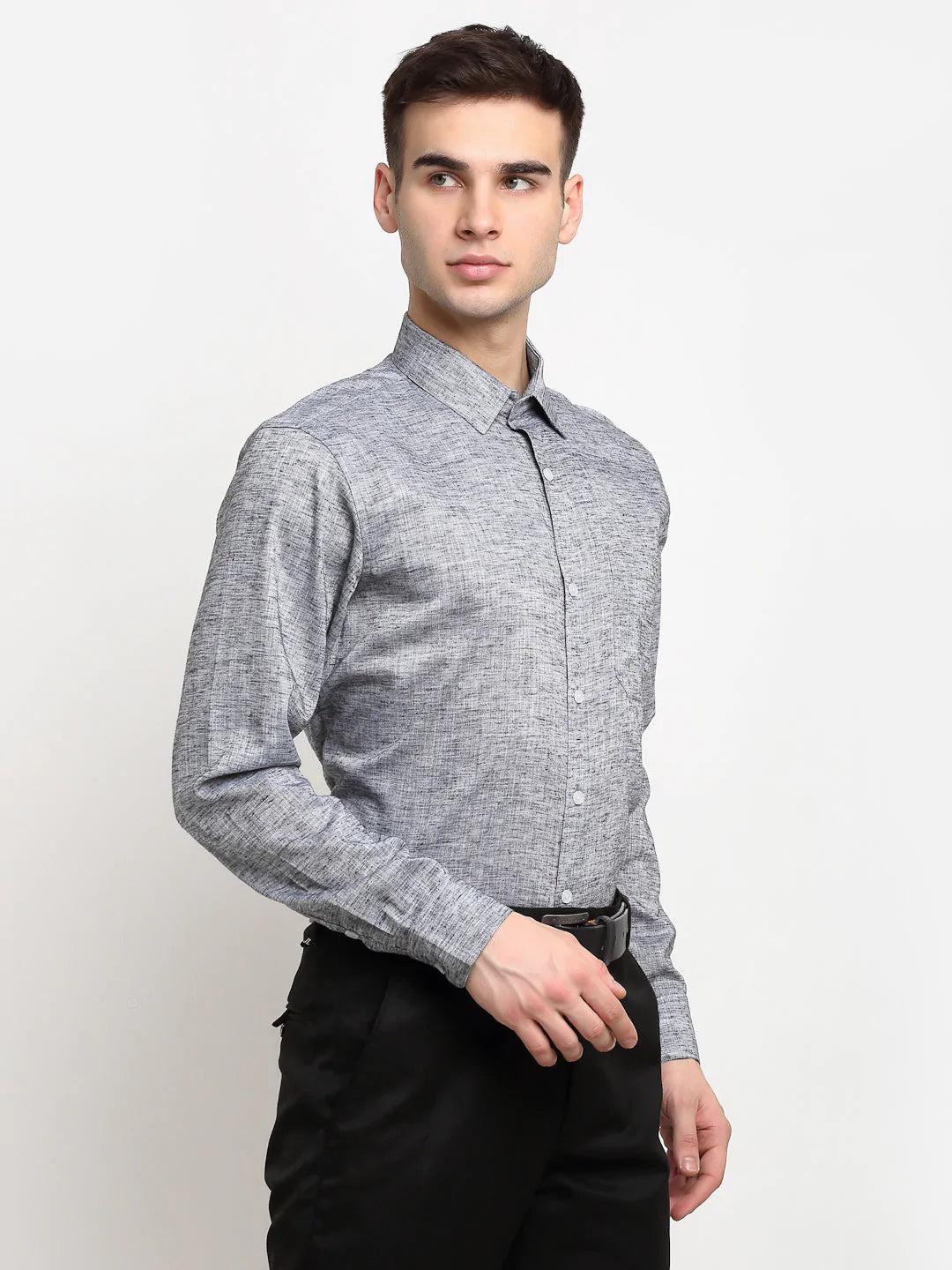 Jainish Grey Men's Solid Cotton Formal Shirt ( SF 782Grey )
