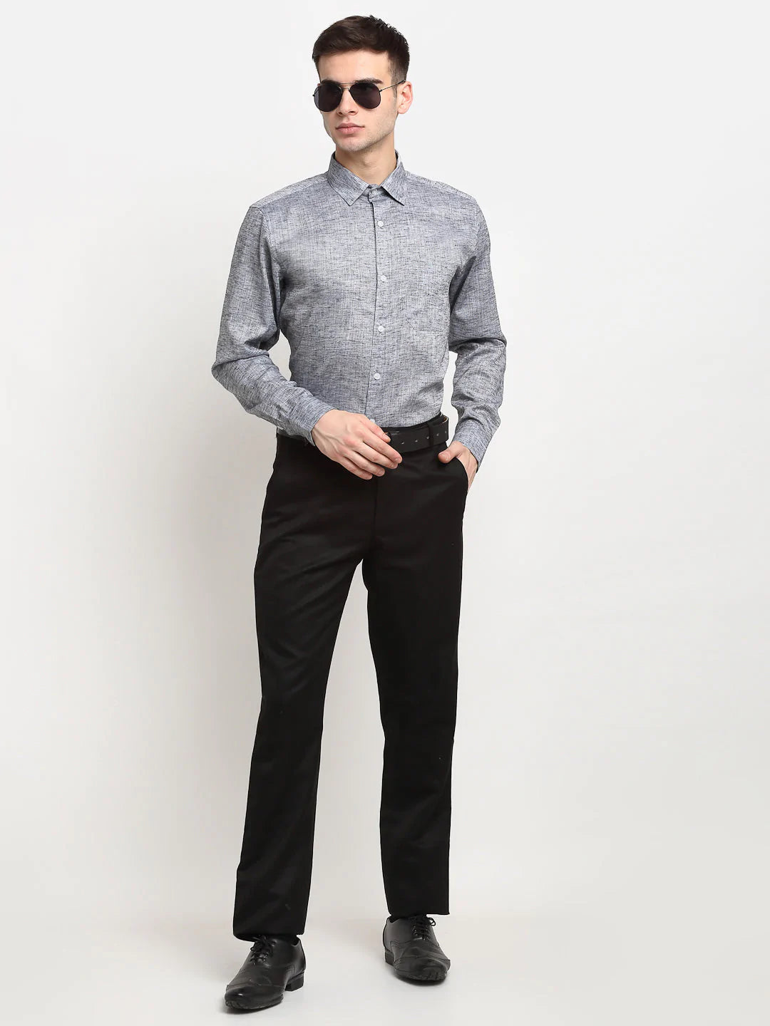 Jainish Grey Men's Solid Cotton Formal Shirt ( SF 782Grey )