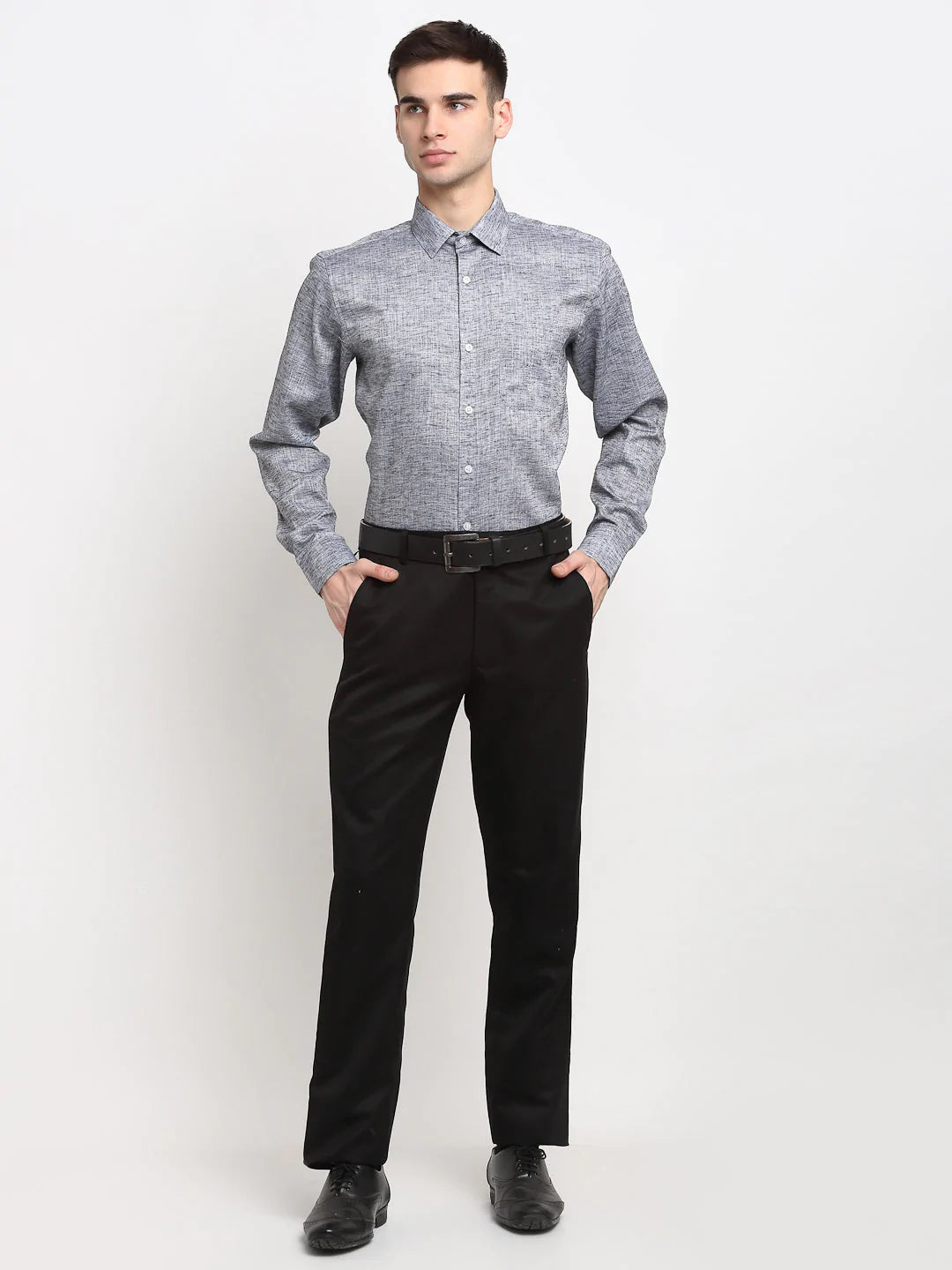 Jainish Grey Men's Solid Cotton Formal Shirt ( SF 782Grey )