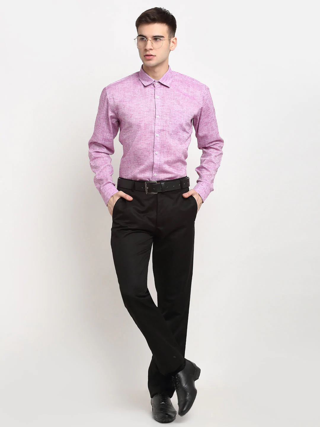 Jainish Purple Men's Solid Cotton Formal Shirt ( SF 782Purple )