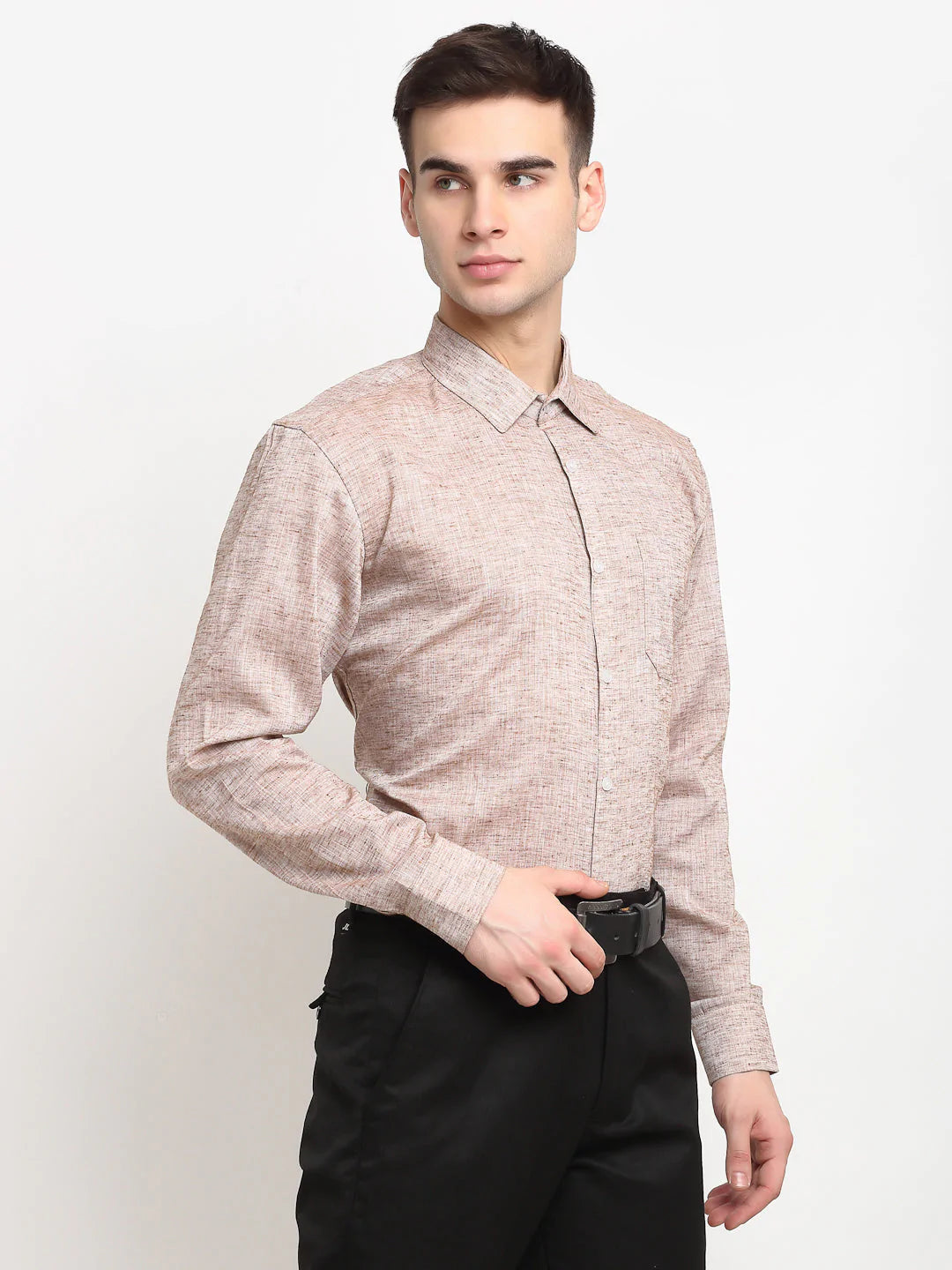 Jainish Rust Men's Solid Cotton Formal Shirt ( SF 782Rust )