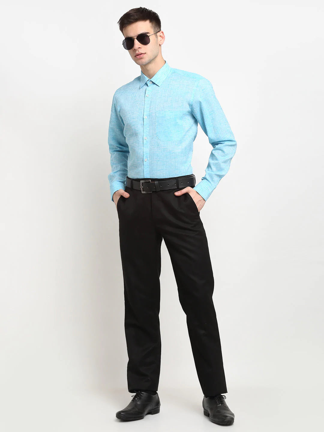 Jainish Blue Men's Solid Cotton Formal Shirt ( SF 782Sky )