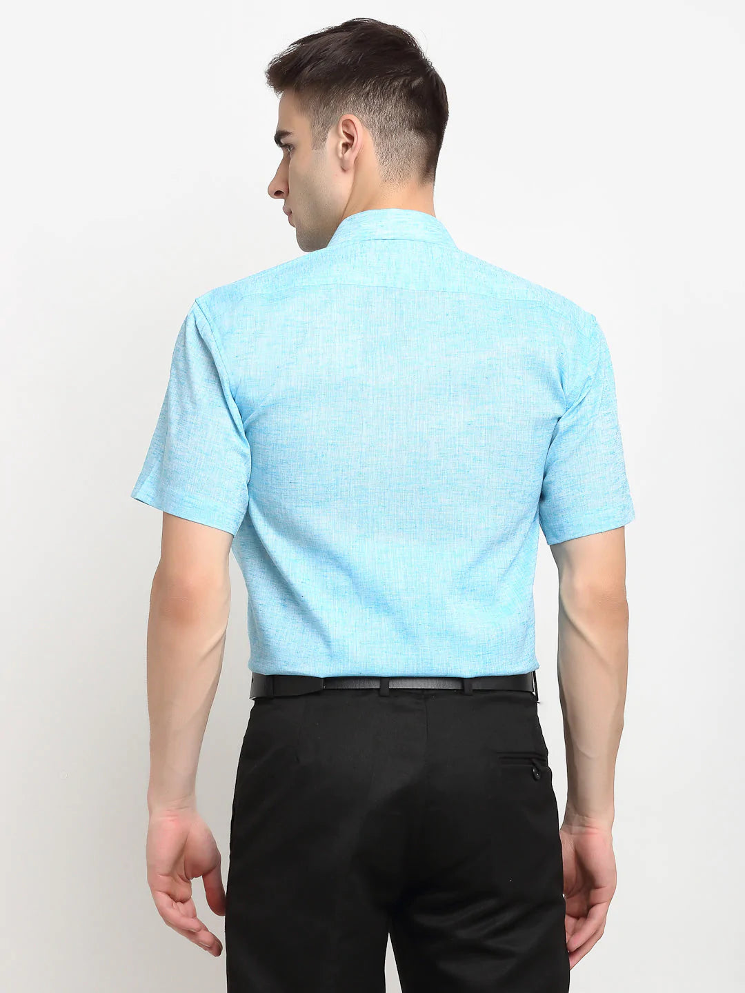 Jainish Blue Men's Solid Cotton Half Sleeves Formal Shirt ( SF 783Sky )