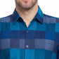 Jainish Blue Men's Checked Cotton Formal Shirt ( SF 787Blue )