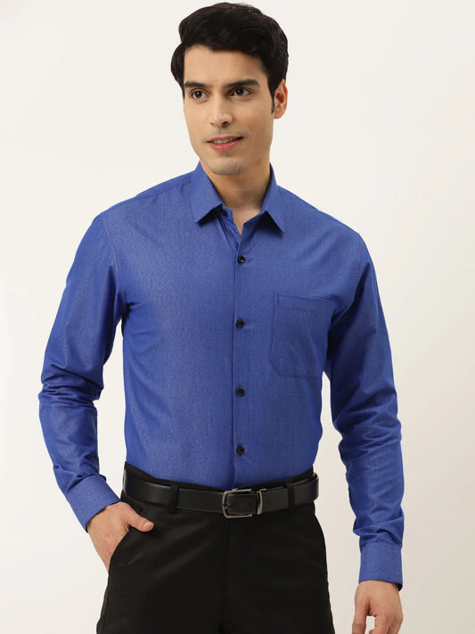 Jainish Men's Solid Formal Cotton Shirt ( SF 788Blue )