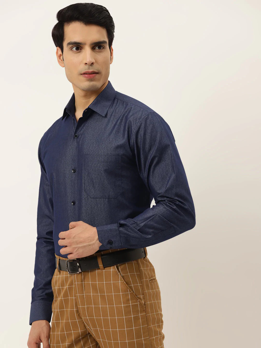 Jainish Men's Solid Formal Cotton Shirt ( SF 788Charcoal )