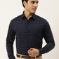 Jainish Men's Formal Cotton Horizontal Striped Shirt ( SF 790Navy )