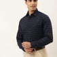 Jainish Men's Formal Cotton Horizontal Striped Shirt ( SF 790Navy )