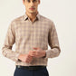 Jainish Men's Cotton Checked Formal Shirts ( SF 791Brown )