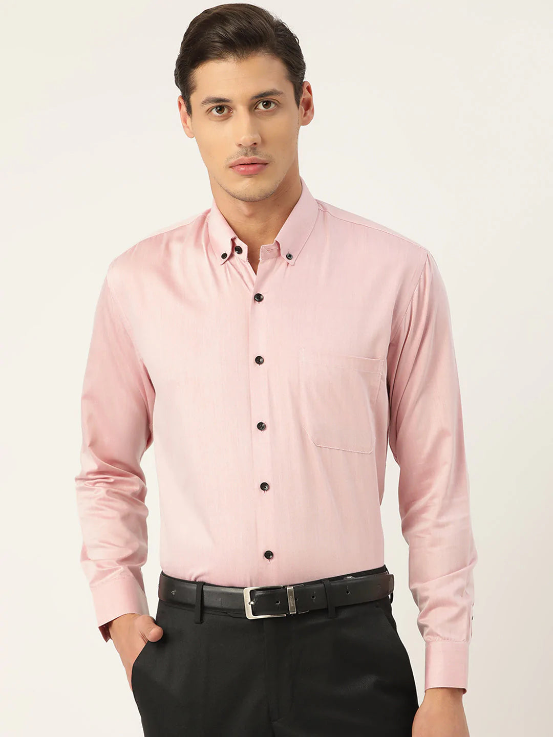 Jainish Men's Solid Formal Cotton Shirt ( SF 792Magenta )