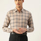 Jainish Men's Cotton Checked Formal Shirts ( SF 793Brown )