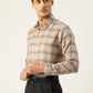 Jainish Men's Cotton Checked Formal Shirts ( SF 793Brown )