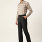 Jainish Men's Cotton Checked Formal Shirts ( SF 793Brown )