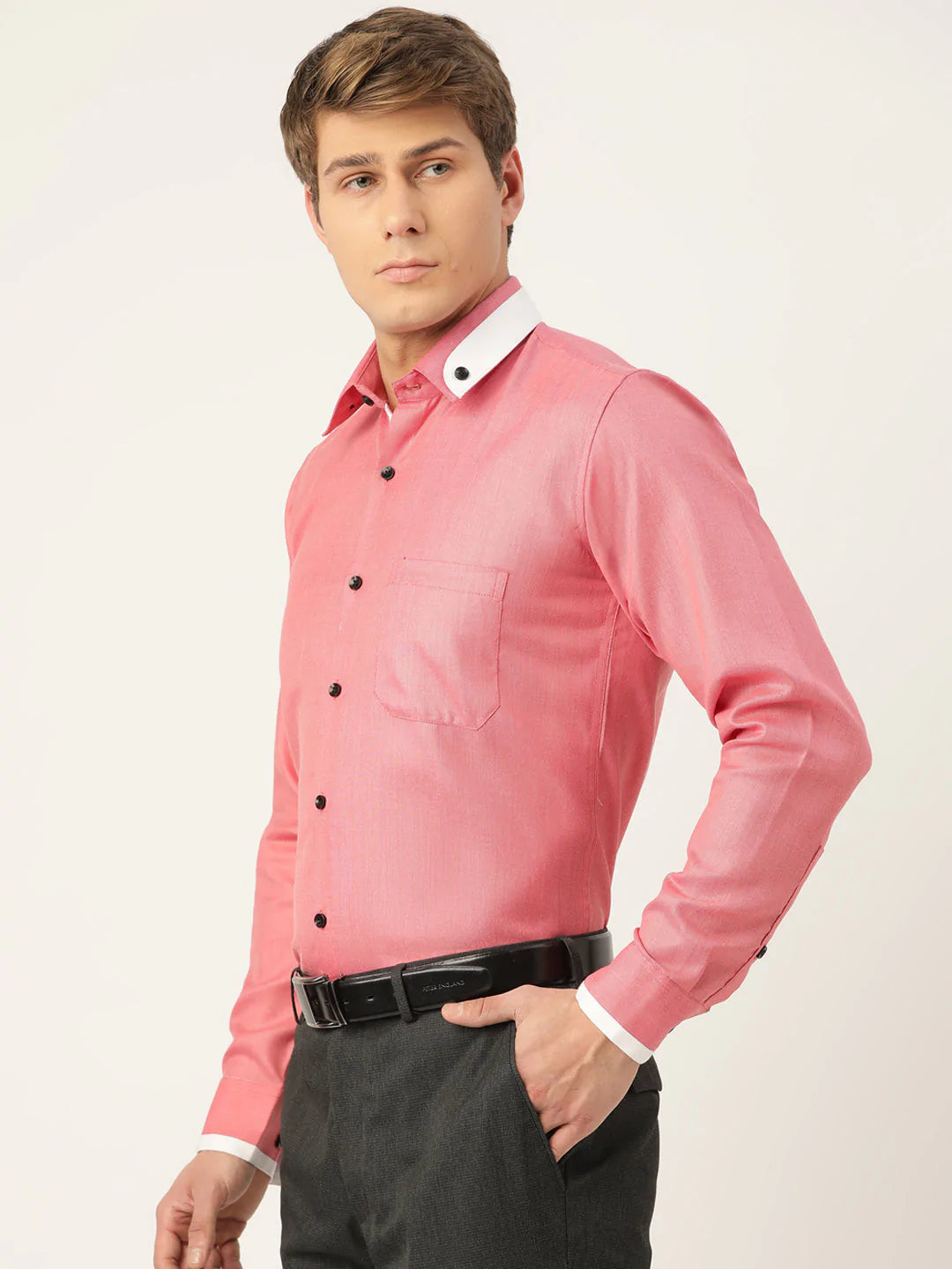 Jainish Men's  Cotton Solid Formal Shirts ( SF 796Red )