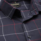 Jainish Men's Cotton Checked Formal Shirts ( SF 797Navy )