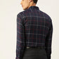 Jainish Men's Cotton Checked Formal Shirts ( SF 797Navy )