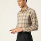 Jainish Men's Cotton Checked Formal Shirts ( SF 803Beige )