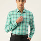 Jainish Men's Cotton Checked Formal Shirts ( SF 803Green )
