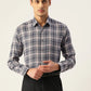 Jainish Men's Cotton Checked Formal Shirts ( SF 803Grey )