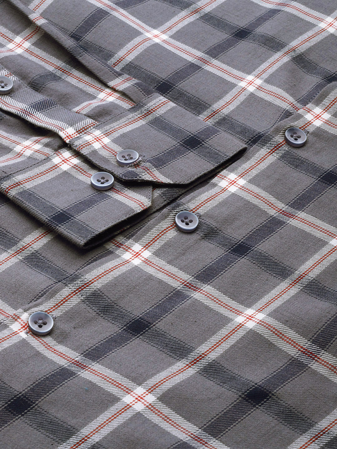 Jainish Men's Cotton Checked Formal Shirts ( SF 803Grey )
