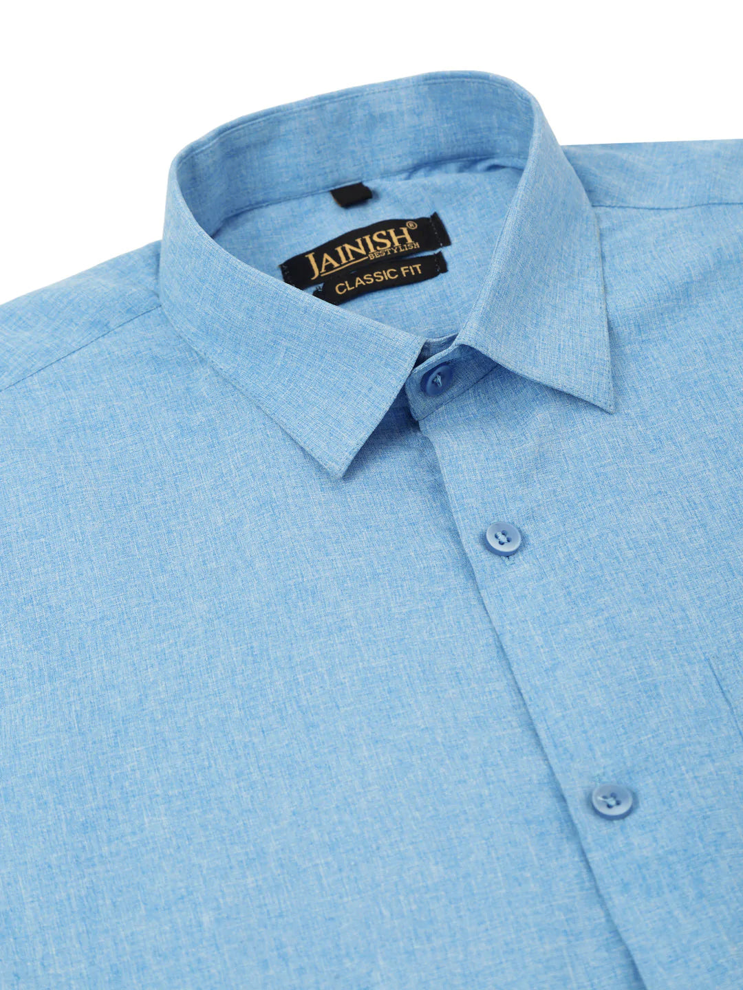 Jainish Men's Cotton Solid Half Sleeve Formal Shirts ( SF 811Light-Blue )