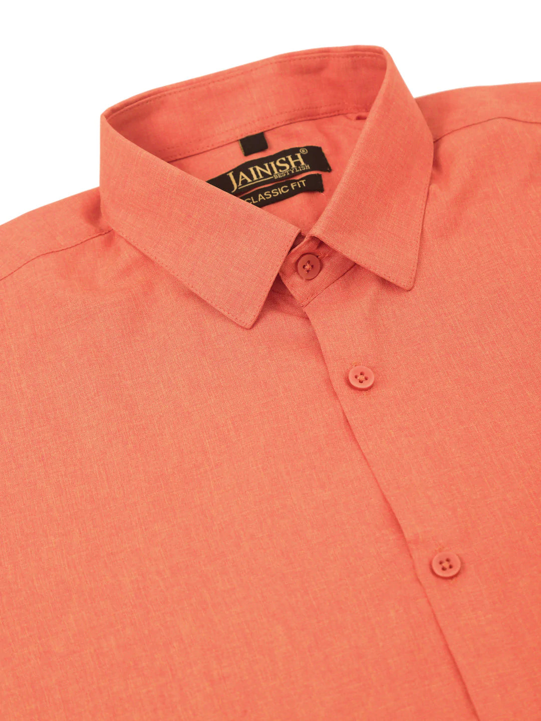 Jainish Men's Cotton Solid Half Sleeve Formal Shirts ( SF 811Peach )