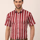 Jainish Men's Lycra Striped Half Sleeve Formal Shirts ( SF 812Maroon )