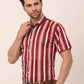 Jainish Men's Lycra Striped Half Sleeve Formal Shirts ( SF 812Maroon )