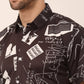 Jainish Men's Lycra Printed Half Sleeve Formal Shirts ( SF 813Black )