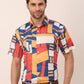 Jainish Men's Lycra Printed Half Sleeve Formal Shirts ( SF 814Navy )